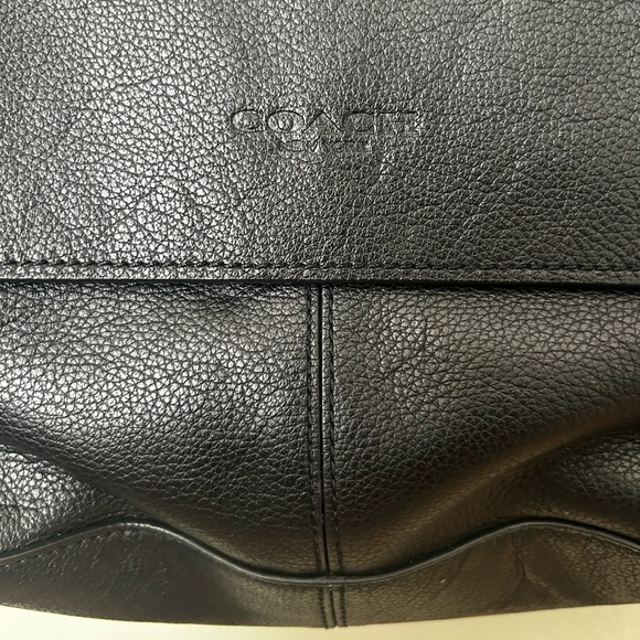 Coach Houston Map Bag black pebble leather messenger purse crossbody - Picture 3 of 16